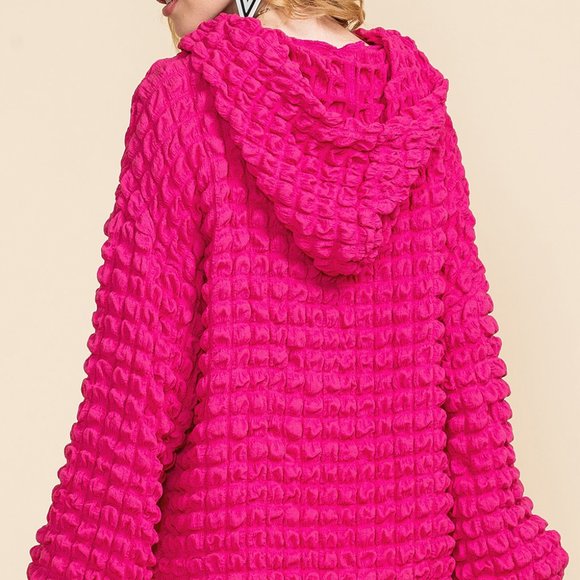 COPY - Rose Waffle Textured Drawstring Pullover Hoodie - - Picture 5 of 15